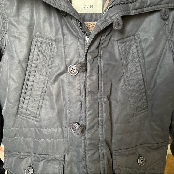 Abercrombie Kid’s Black Sherpa Lined Coat Size 13/14 - Picture 12 of 16
